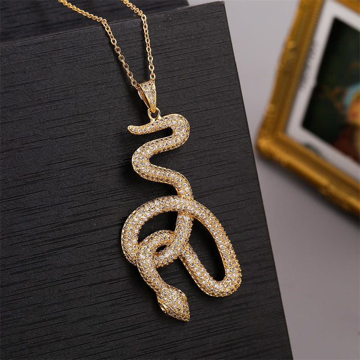 Wholesale Electroplated Copper Zircon Snake Necklaces JDC-NE-Yuet002 Necklaces 跃腾 Wholesale Jewelry JoyasDeChina Joyas De China
