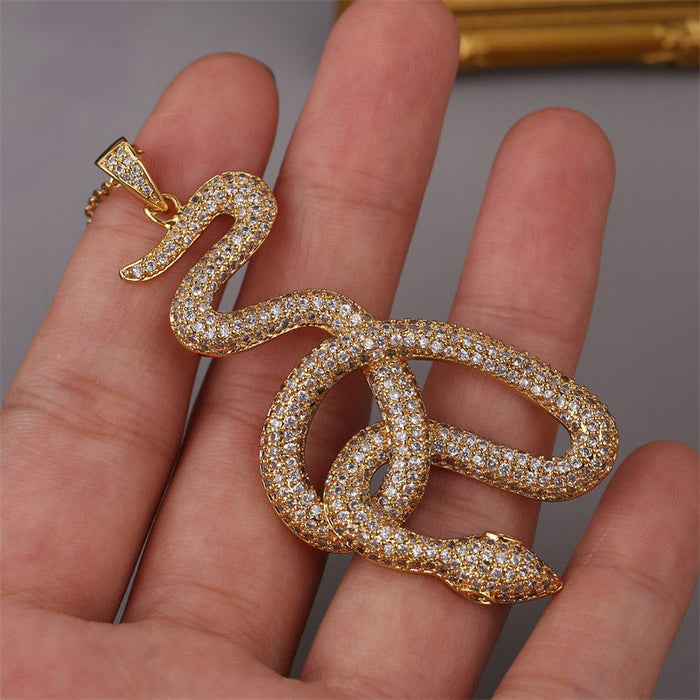 Wholesale Electroplated Copper Zircon Snake Necklaces JDC-NE-Yuet002 Necklaces 跃腾 Wholesale Jewelry JoyasDeChina Joyas De China