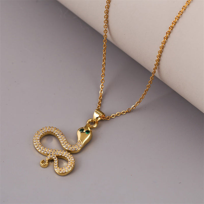 Wholesale Electroplated Copper Zircon Snake Necklaces JDC-NE-Yuet003 Necklaces 跃腾 Wholesale Jewelry JoyasDeChina Joyas De China