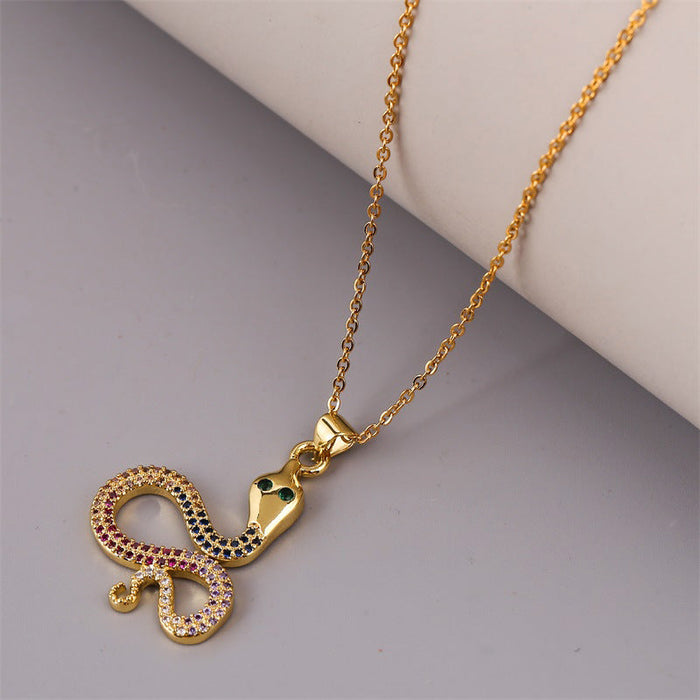 Wholesale Electroplated Copper Zircon Snake Necklaces JDC-NE-Yuet003 Necklaces 跃腾 color Wholesale Jewelry JoyasDeChina Joyas De China