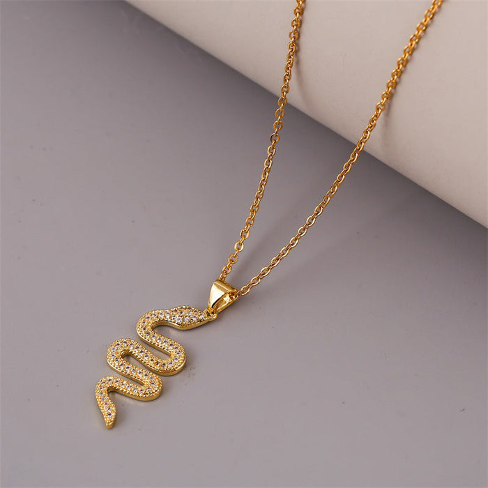 Wholesale Electroplated Copper Zircon Snake Necklaces JDC-NE-Yuet004 Necklaces 跃腾 Wholesale Jewelry JoyasDeChina Joyas De China