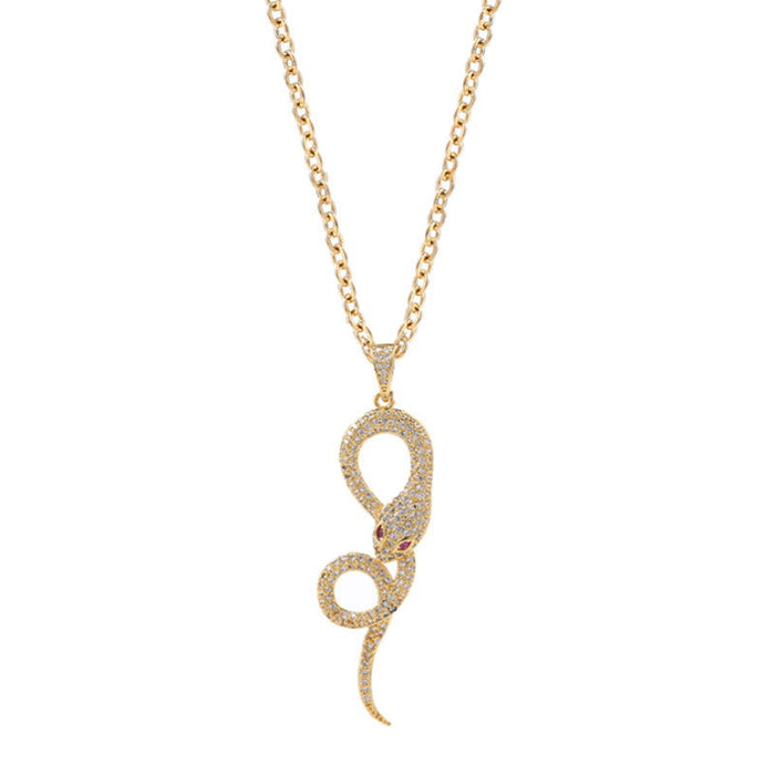 Wholesale Electroplated Copper Zircon Snake Necklaces JDC-NE-Yuet005 Necklaces 跃腾 Wholesale Jewelry JoyasDeChina Joyas De China