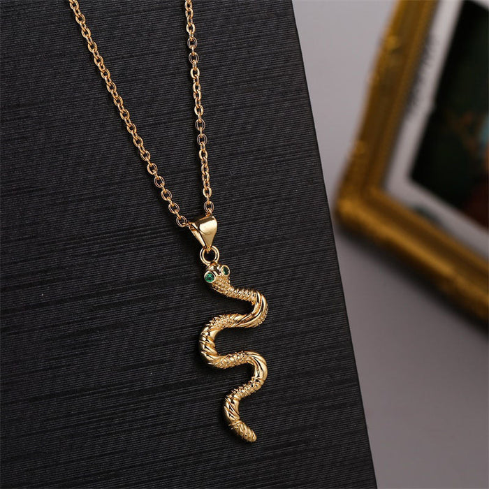 Wholesale Electroplated Copper Zircon Snake Necklaces JDC-NE-Yuet006 Necklaces 跃腾 gold Wholesale Jewelry JoyasDeChina Joyas De China