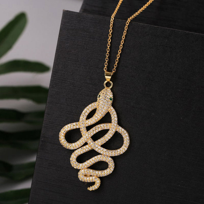 Wholesale Electroplated Copper Zircon Snake Necklaces JDC-NE-Yuet009 Necklaces 跃腾 Wholesale Jewelry JoyasDeChina Joyas De China