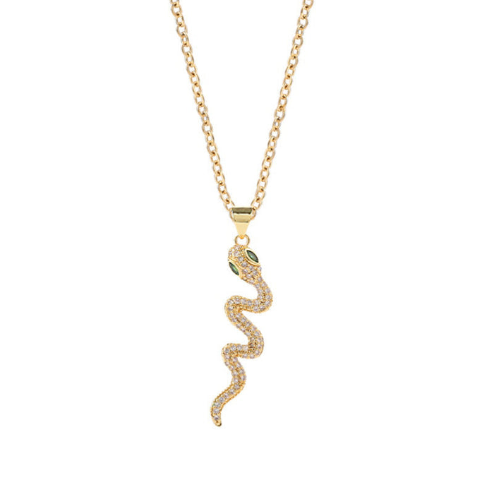 Wholesale Electroplated Copper Zircon Snake Necklaces JDC-NE-Yuet012 Necklaces 跃腾 Wholesale Jewelry JoyasDeChina Joyas De China