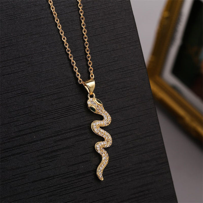 Wholesale Electroplated Copper Zircon Snake Necklaces JDC-NE-Yuet012 Necklaces 跃腾 gold Wholesale Jewelry JoyasDeChina Joyas De China