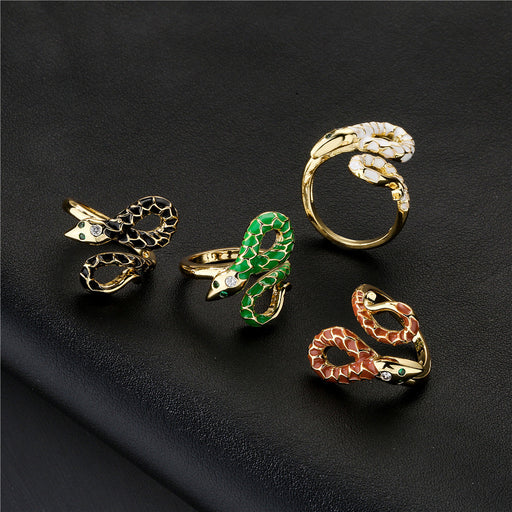 Wholesale Electroplated Copper Zircon Snake Rings JDC-RS-AG336 Rings 澳古 Wholesale Jewelry JoyasDeChina Joyas De China