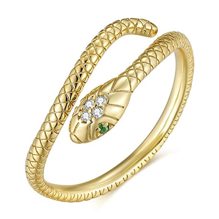 Wholesale Electroplated Copper Zircon Snake Rings JDC-RS-WB002 Rings 务本 gold Wholesale Jewelry JoyasDeChina Joyas De China