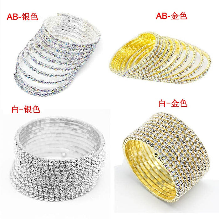 Wholesale electroplated crystal rhinestone 10 row bracelet JDC-BT-Xins001 Bracelet 心饰 1 Wholesale Jewelry JoyasDeChina Joyas De China