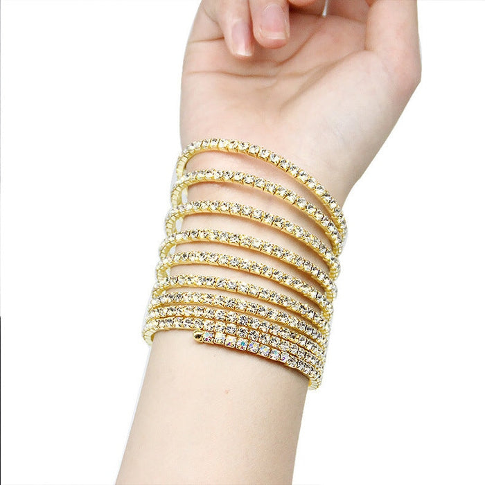 Wholesale electroplated crystal rhinestone 10 row bracelet JDC-BT-Xins001 Bracelet 心饰 Wholesale Jewelry JoyasDeChina Joyas De China
