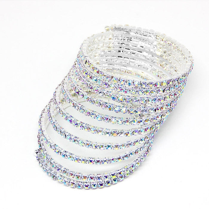 Wholesale electroplated crystal rhinestone 10 row bracelet JDC-BT-Xins001 Bracelet 心饰 Wholesale Jewelry JoyasDeChina Joyas De China