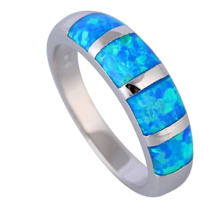 Wholesale Electroplating Alloy Zircon Rings JDC-RS-WenT020 Rings 润涛 blue US size 8 Wholesale Jewelry JoyasDeChina Joyas De China