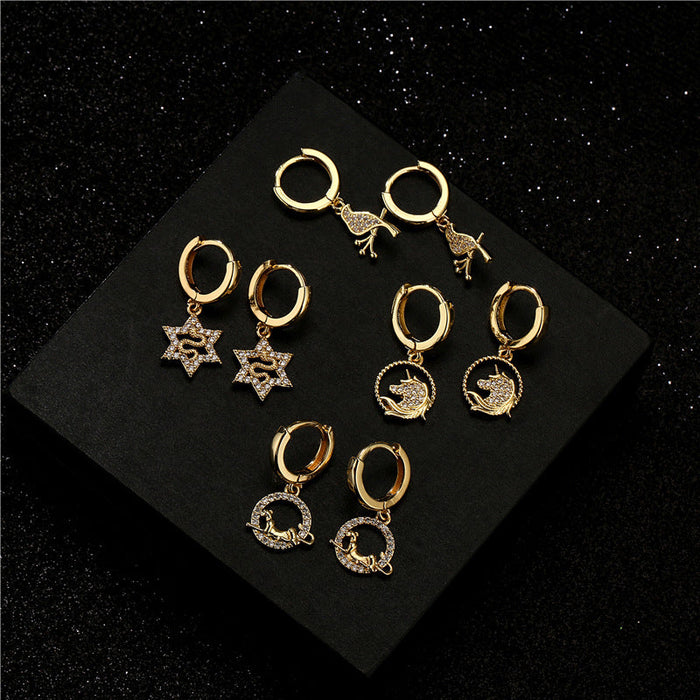Wholesale Electroplating Copper Zircon Snake Earrings JDC-ES-AG153 Earrings 澳古 Wholesale Jewelry JoyasDeChina Joyas De China