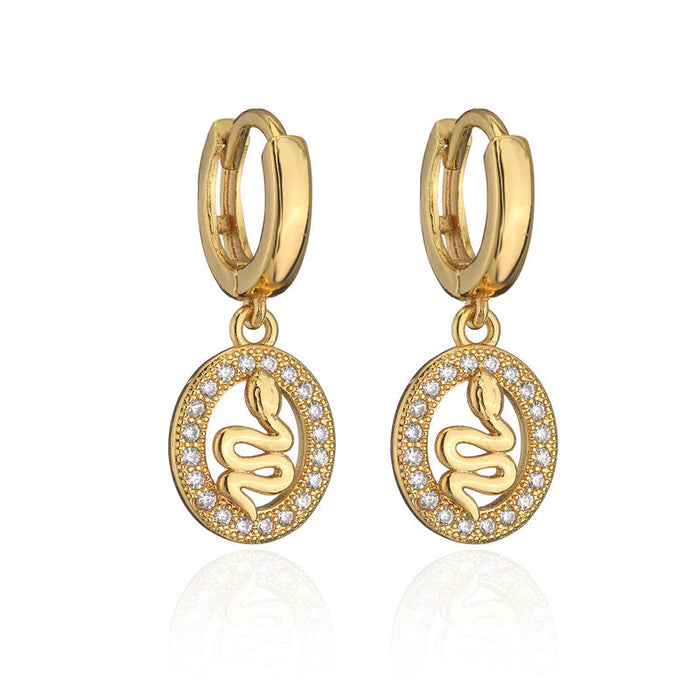 Wholesale Electroplating Copper Zircon Snake Earrings JDC-ES-AG154 Earrings 澳古 40899 Wholesale Jewelry JoyasDeChina Joyas De China