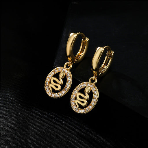 Wholesale Electroplating Copper Zircon Snake Earrings JDC-ES-AG154 Earrings 澳古 Wholesale Jewelry JoyasDeChina Joyas De China