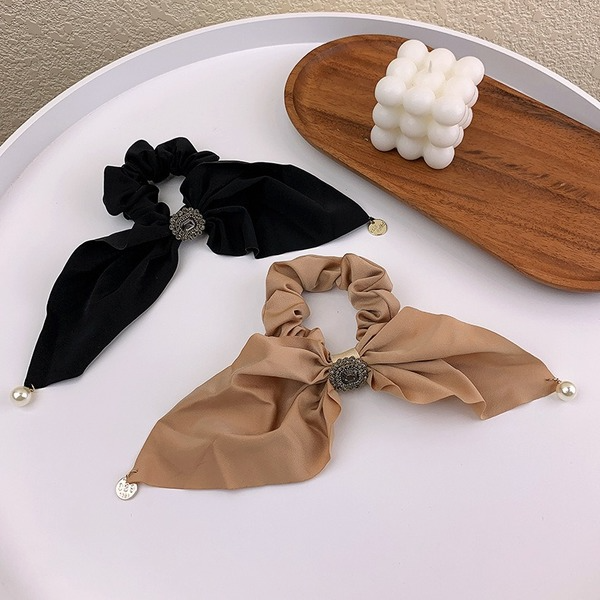 Bulk Jewelry Wholesale elegant ribbon bow crystal pearl Hair Scrunchies JDC-HS-W205 Wholesale factory from China YIWU China
