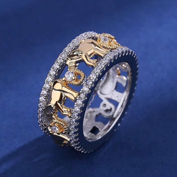 Wholesale elephant color separation animal totem ring JDC-RS-BLX081 Rings 宝来兴 Wholesale Jewelry JoyasDeChina Joyas De China