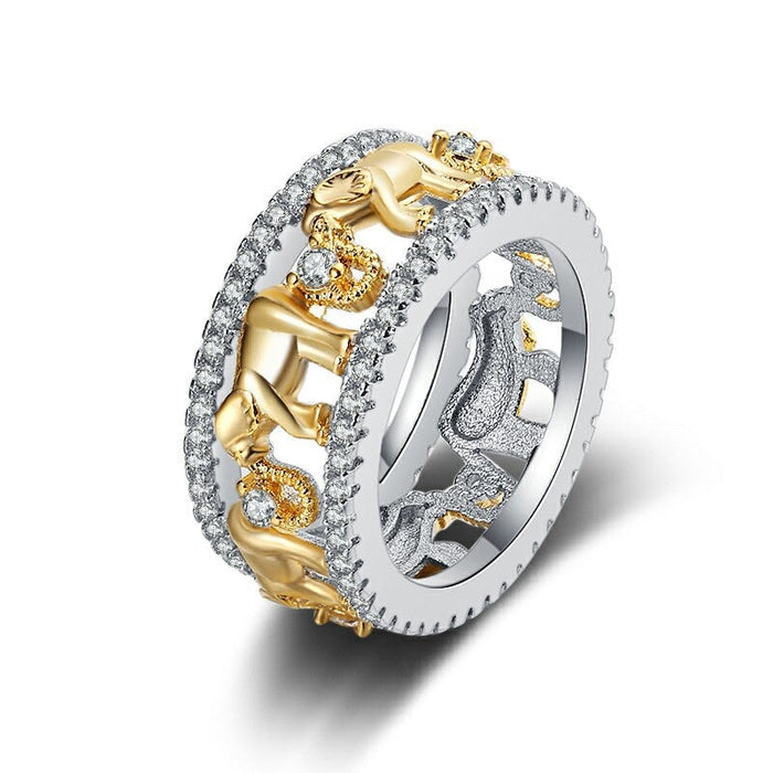 Wholesale elephant color separation animal totem ring JDC-RS-BLX081 Rings 宝来兴 Wholesale Jewelry JoyasDeChina Joyas De China