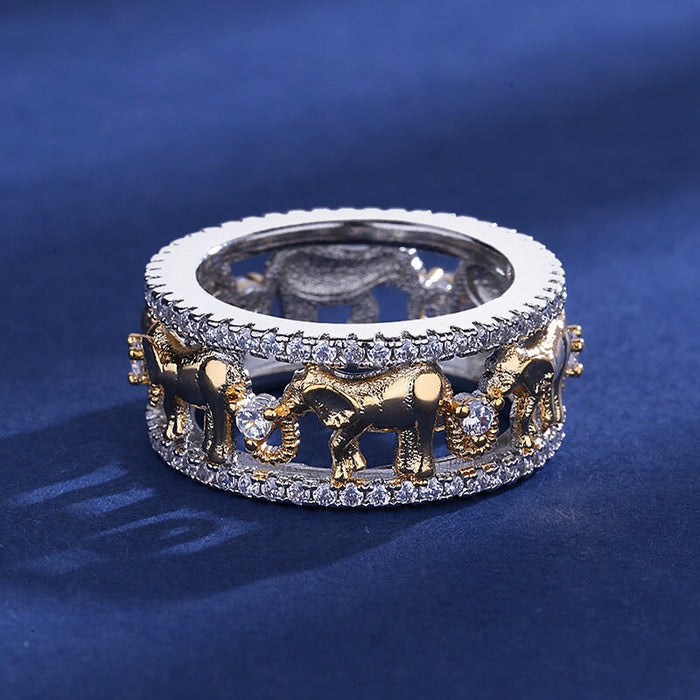 Wholesale elephant color separation animal totem ring JDC-RS-BLX081 Rings 宝来兴 Wholesale Jewelry JoyasDeChina Joyas De China