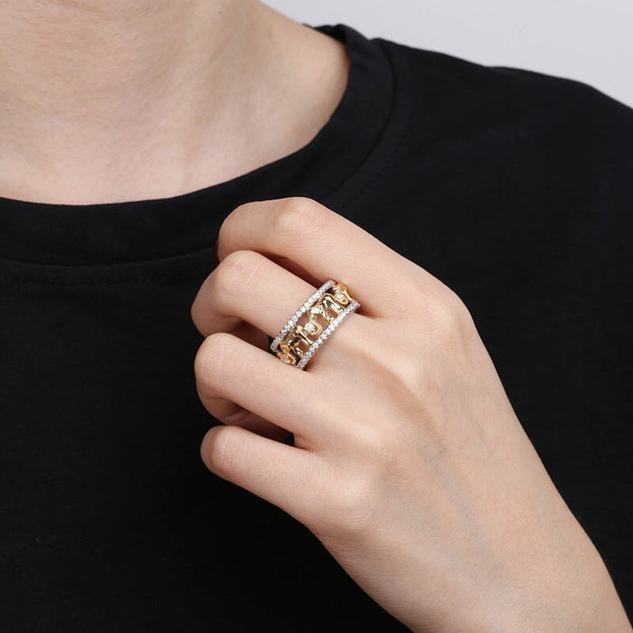 Wholesale elephant color separation animal totem ring JDC-RS-BLX081 Rings 宝来兴 Wholesale Jewelry JoyasDeChina Joyas De China