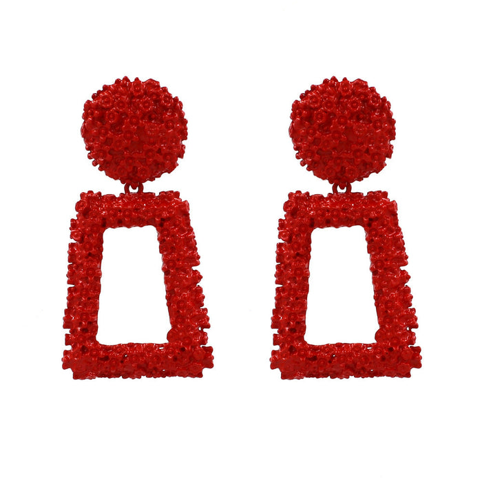 Wholesale embossed Plastic Flower Earrings JDC-ES-MY160 Earrings 曼茵 red Wholesale Jewelry JoyasDeChina Joyas De China
