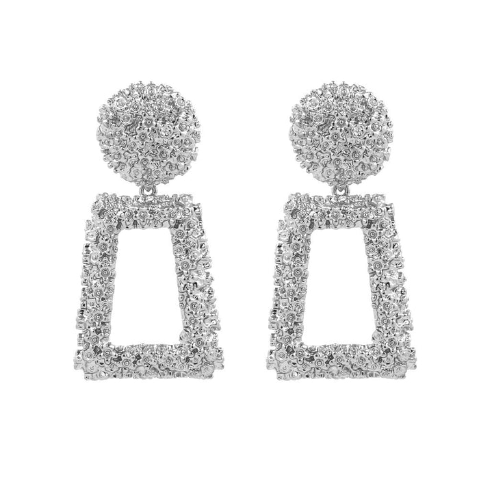 Wholesale embossed Plastic Flower Earrings JDC-ES-MY160 Earrings 曼茵 white k Wholesale Jewelry JoyasDeChina Joyas De China