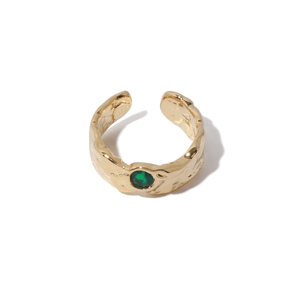 Wholesale Emerald Zircon Set Lava Open Ring JDC-RS-YWL006 Rings 丽轶 Wholesale Jewelry JoyasDeChina Joyas De China