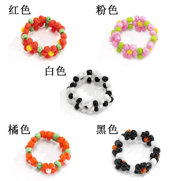 Bulk Jewelry Wholesale ethnic flower woven ring JDC-RS-KJ051 Wholesale factory from China YIWU China