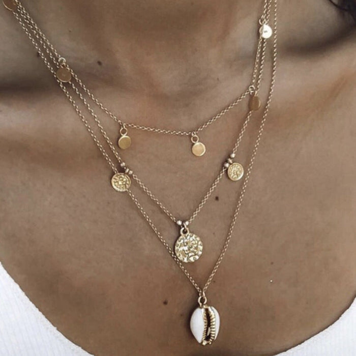 Wholesale ethnic style alloy shell multilayer Necklaces JDC-NE-C238 necklaces 陌茗 Wholesale Jewelry JoyasDeChina Joyas De China