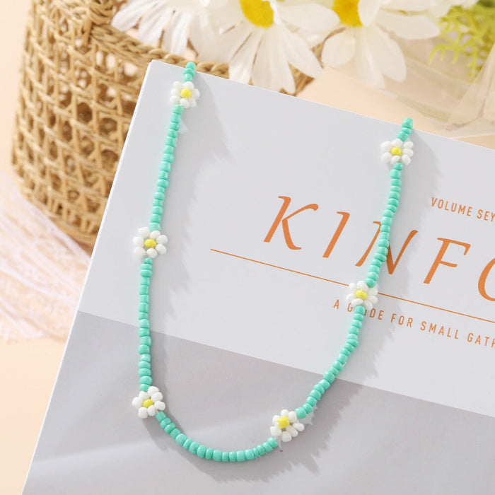 Wholesale ethnic style rice beads flower color small daisy necklace JDC-NE-F040 Necklaces 韩之尚 Wholesale Jewelry JoyasDeChina Joyas De China