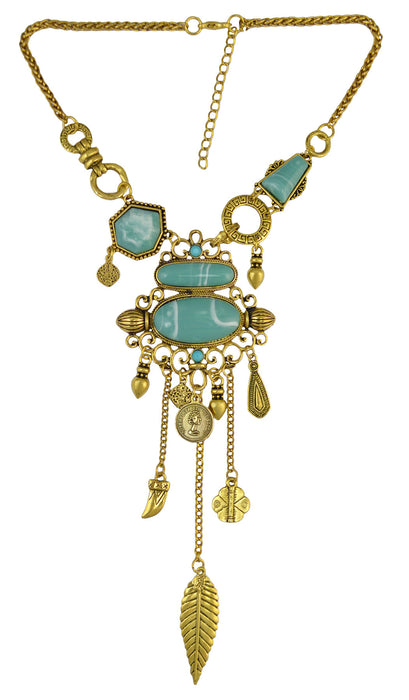 Wholesale ethnic style turquoise alloy necklace JDC-NE-Yunl032 Necklaces 云罗 gold Wholesale Jewelry JoyasDeChina Joyas De China