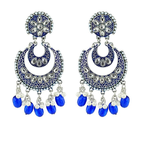 Bulk Jewelry Wholesale ethnic wind alloy Indian wind double crescent-shaped earrings JDC-ES-R13 Wholesale factory from China YIWU China