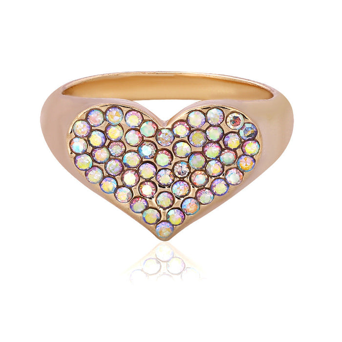 Wholesale European and American fashion alloy heart-shaped Rings JDC-RS-JQ022 Rings 佳琪 AB color No. 6 Wholesale Jewelry JoyasDeChina Joyas De China