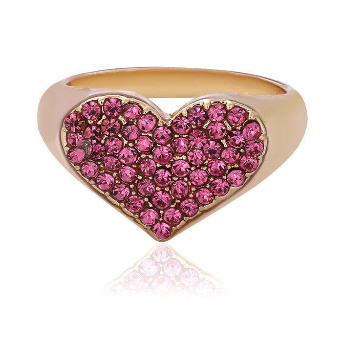 Wholesale European and American fashion alloy heart-shaped Rings JDC-RS-JQ022 Rings 佳琪 pink diamond No. 6 Wholesale Jewelry JoyasDeChina Joyas De China