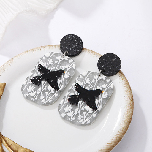 Wholesale European and American frosted three-dimensional hand-painted magpie Earrings JDC-ES-YN104 Earrings JoyasDeChina Wholesale Jewelry JoyasDeChina Joyas De China