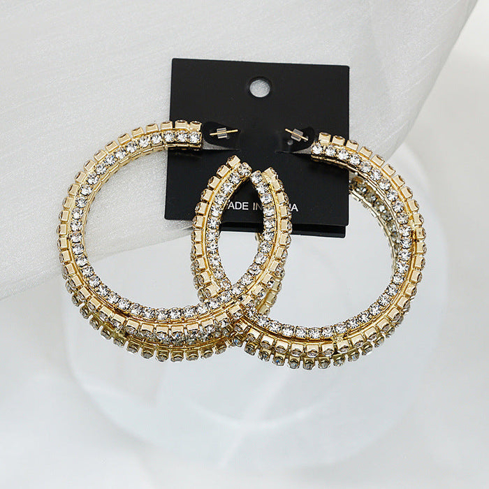 Wholesale Exaggerated C-shaped Copper Crystal Earrings JDC-ES-JX020 Earrings 锦希 gold Wholesale Jewelry JoyasDeChina Joyas De China