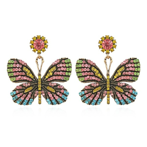 Wholesale exaggerated Creative Color Rhinestone Butterfly Earrings JDC-ES-MY070 Earrings JoyasDeChina Wholesale Jewelry JoyasDeChina Joyas De China