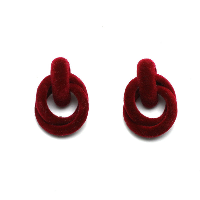 Wholesale exaggerated fashion retro geometric flocking Earrings JDC-ES-KQ150 Earrings JoyasDeChina Crimson white K Wholesale Jewelry JoyasDeChina Joyas De China