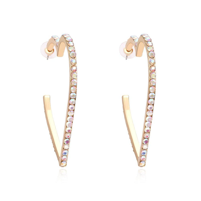 Wholesale exaggerated heart-shaped alloy diamond earrings earrings JDC-ES-MY100 Earrings JoyasDeChina Gold color diamond Wholesale Jewelry JoyasDeChina Joyas De China