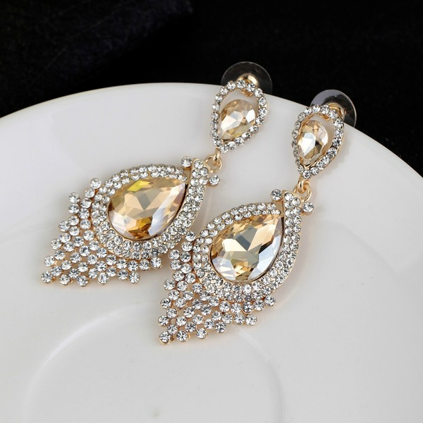 Wholesale exaggerated tassel Glass Drop Earrings JDC-ES-GSDB002 Earrings JoyasDeChina Wholesale Jewelry JoyasDeChina Joyas De China