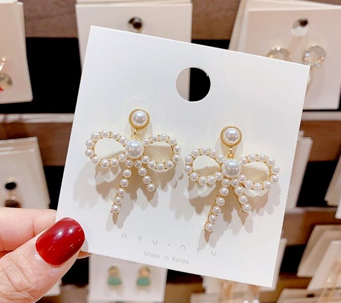 Wholesale exquisite bow pearl alloy Earrings JDC-ES-SF087 Earrings 少峰 Wholesale Jewelry JoyasDeChina Joyas De China
