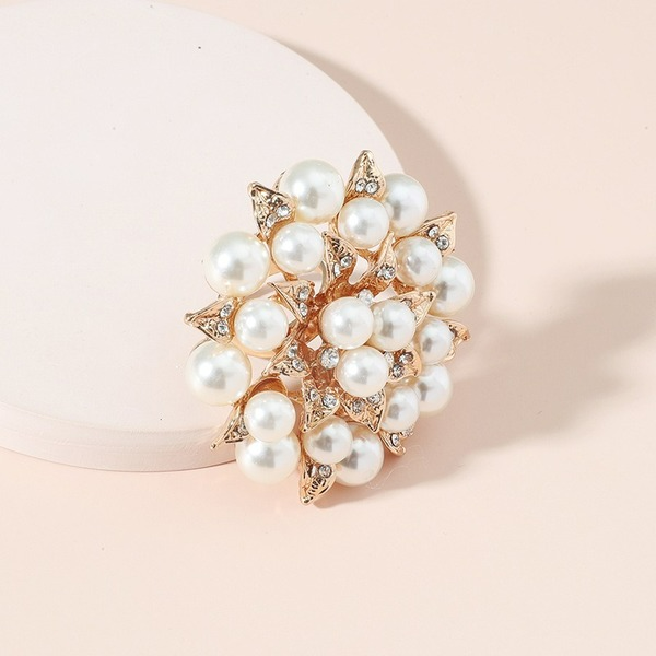 Wholesale exquisite Rhinestone inlaid Pearl Flower Ring JDC-RS-KQ064 Rings JoyasDeChina Wholesale Jewelry JoyasDeChina Joyas De China