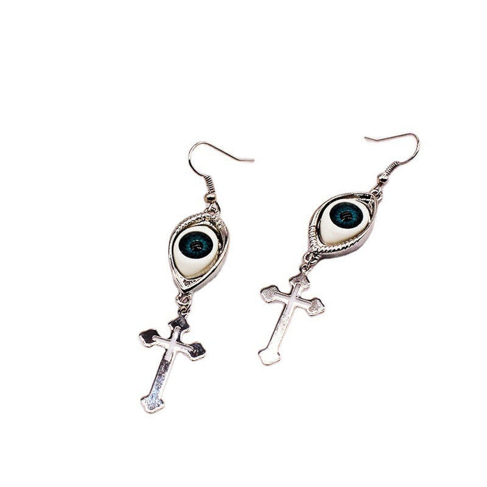 Wholesale eye cross black alloy earrings JDC-ES-YYFF010 Earrings 燕羽飞飞 Wholesale Jewelry JoyasDeChina Joyas De China
