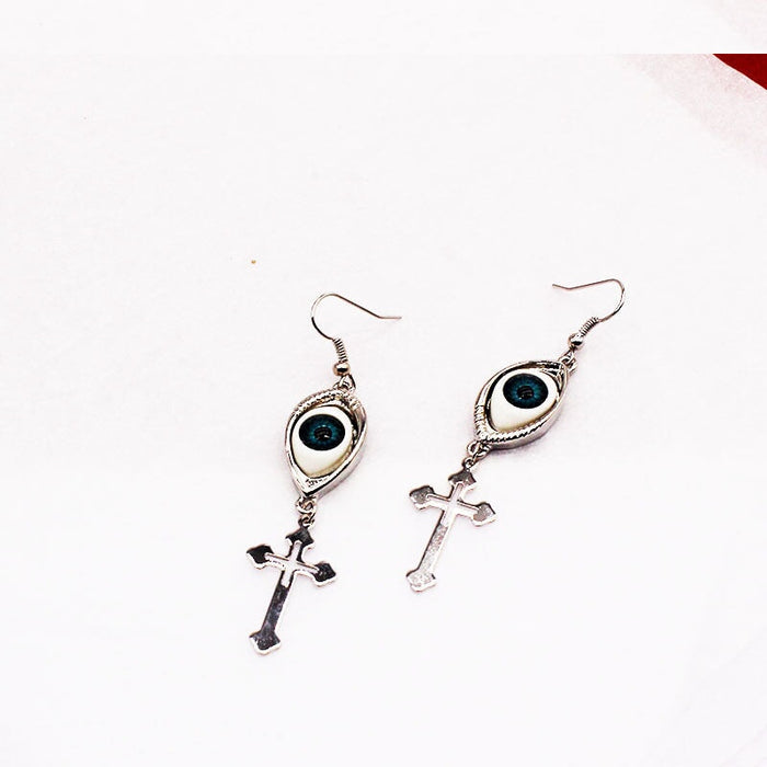 Wholesale eye cross black alloy earrings JDC-ES-YYFF010 Earrings 燕羽飞飞 Wholesale Jewelry JoyasDeChina Joyas De China