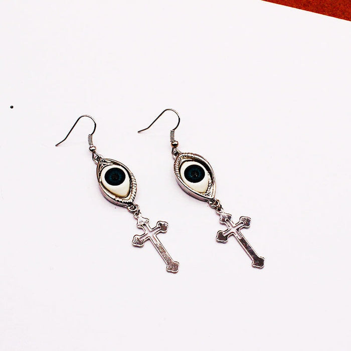 Wholesale eye cross black alloy earrings JDC-ES-YYFF010 Earrings 燕羽飞飞 Wholesale Jewelry JoyasDeChina Joyas De China