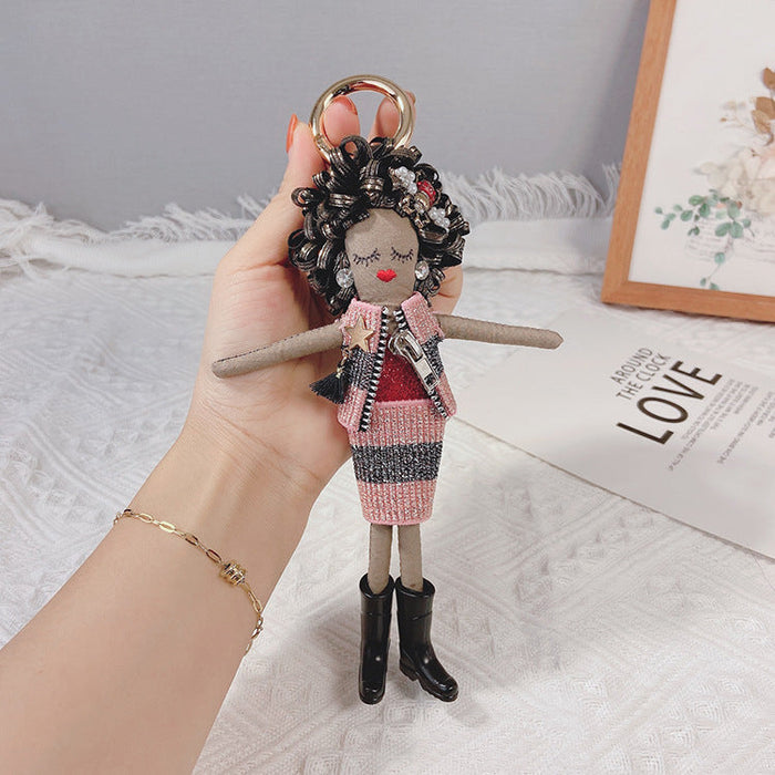 Wholesale fabric art doll key chain JDC-KC-LX024 Keychains 恋希 pink Wholesale Jewelry JoyasDeChina Joyas De China