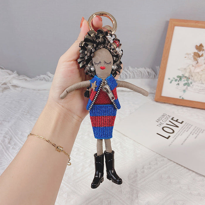 Wholesale fabric art doll key chain JDC-KC-LX024 Keychains 恋希 Sapphire blue Wholesale Jewelry JoyasDeChina Joyas De China