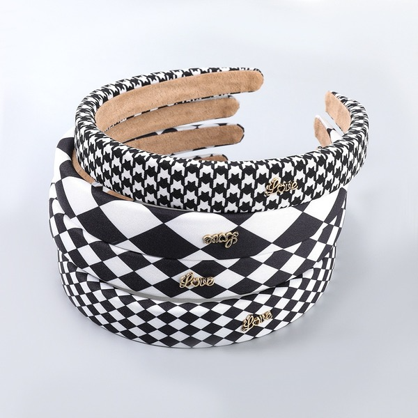 Wholesale fabric black and white plaid sponge headband JDC-HD-JL022 Headband JoyasDeChina Wholesale Jewelry JoyasDeChina Joyas De China