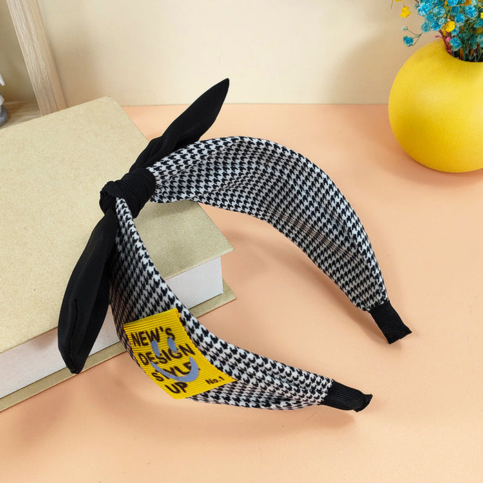Wholesale fabric houndstooth bow headband JDC-HD-O306 Headband 潮炫 balck letter Wholesale Jewelry JoyasDeChina Joyas De China