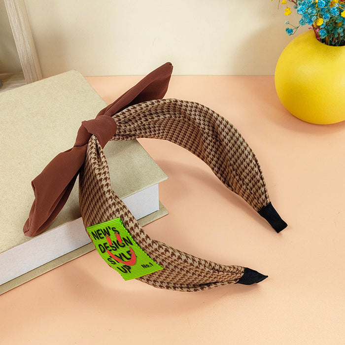 Wholesale fabric houndstooth bow headband JDC-HD-O306 Headband 潮炫 coffee letter Wholesale Jewelry JoyasDeChina Joyas De China